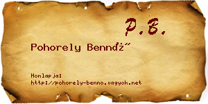 Pohorely Bennó névjegykártya